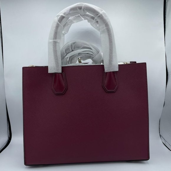 Michael Kors Mercer Dark Berry Large Saffiano Leather Tote Bag